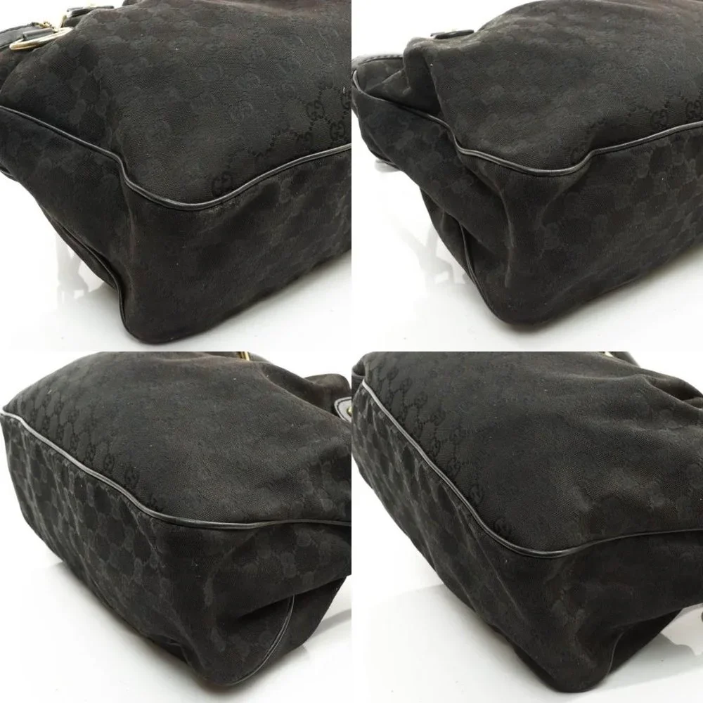 Auth Gucci Gg Tote Bag Black Canvas #16019G13 - Picture 12 of 13